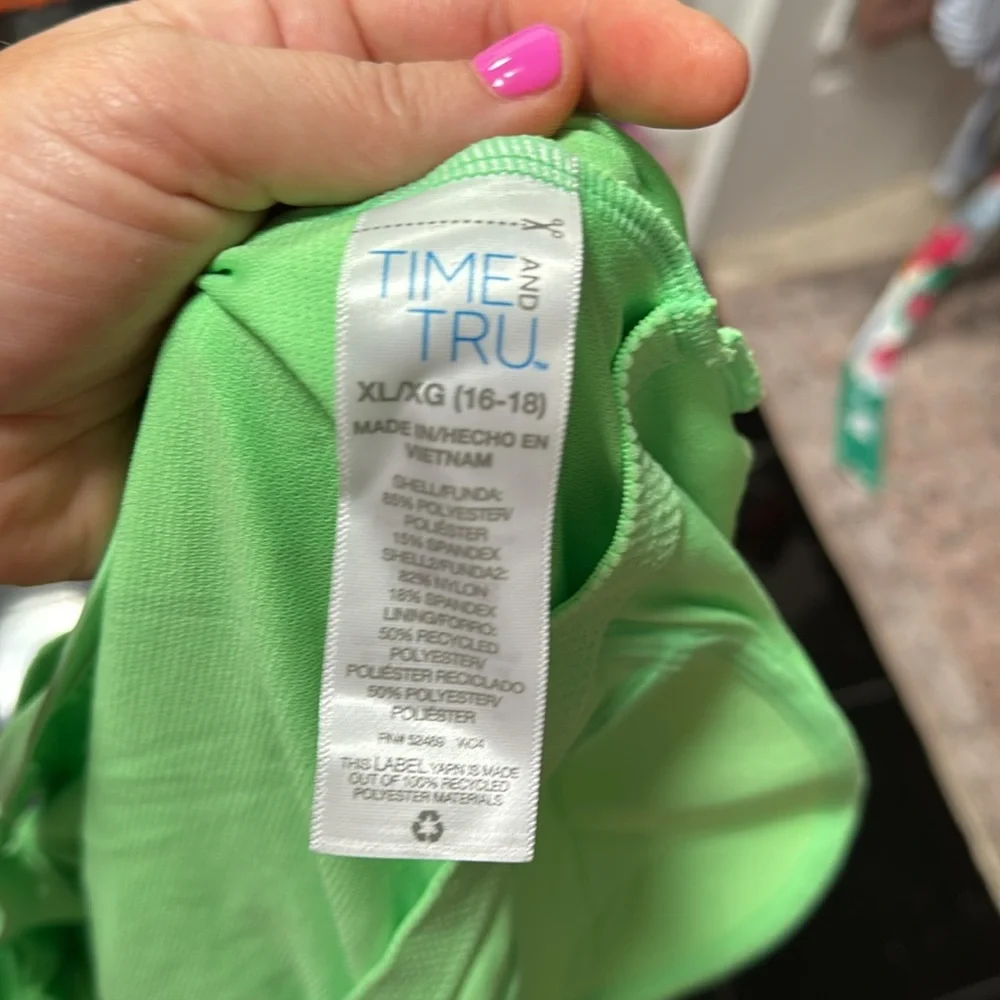 Time & Tru NWT❗️Green Eyelet One Piece Bathing Suit